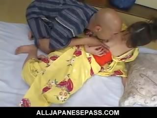 Oversexed grown-up Japanese Cougar In A Kimono Rides A Hard dick